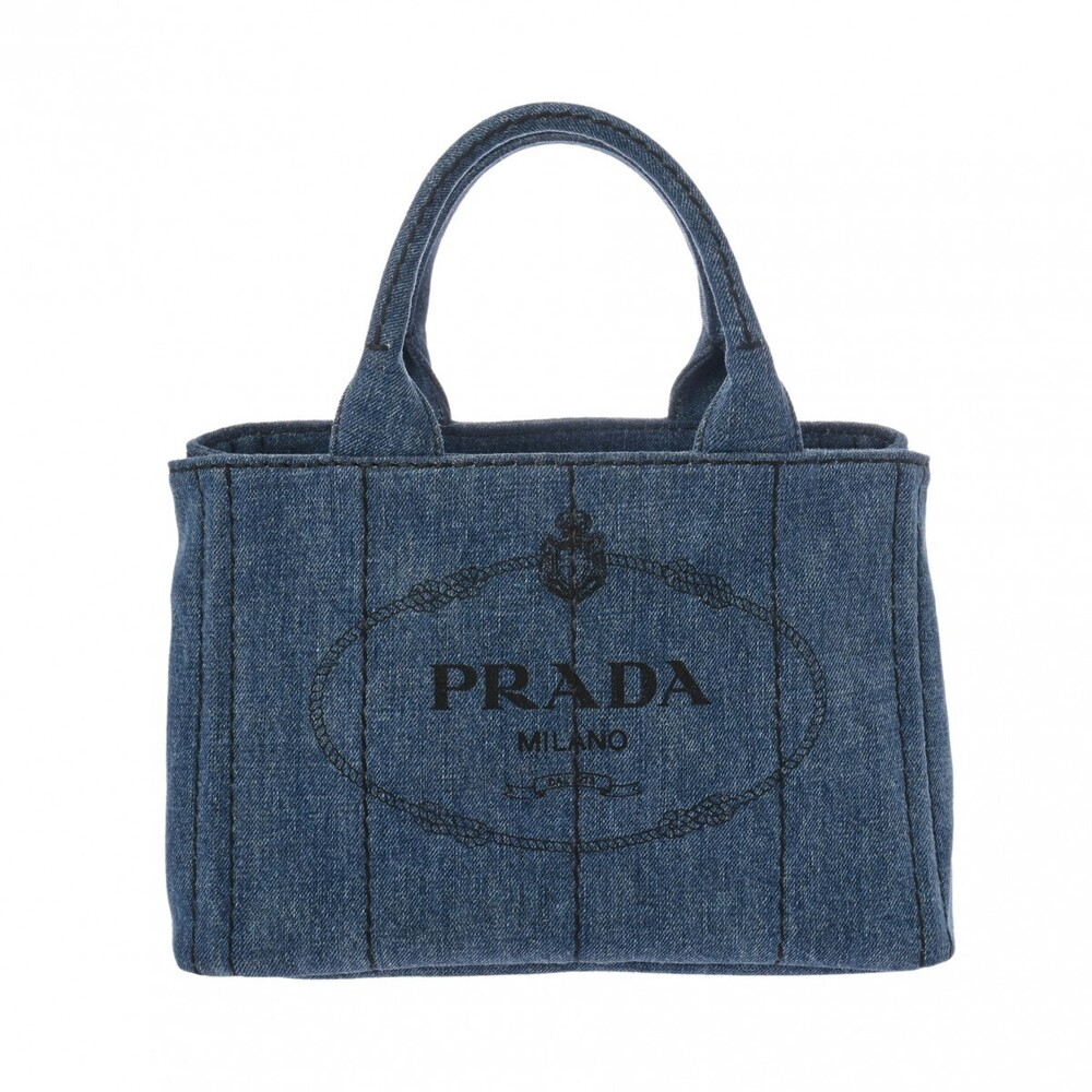 PRADA Canapa Tote Bag Blue Denim Handbag